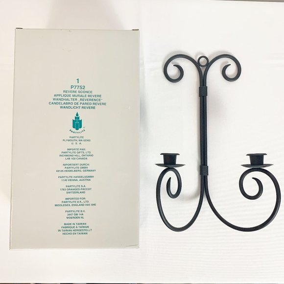 PartyLite Revere Wrought Iron Black Wall Sconce P7752 New in Original Box - Picture 6 of 9